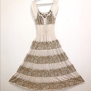 Boston Proper Bamboo Sequin Peasant Dress XS - NWT